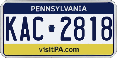 PA license plate KAC2818