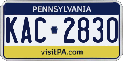 PA license plate KAC2830