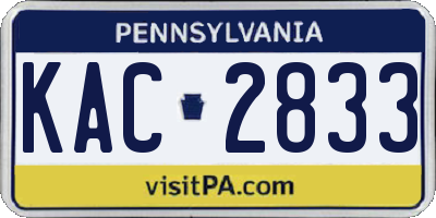 PA license plate KAC2833