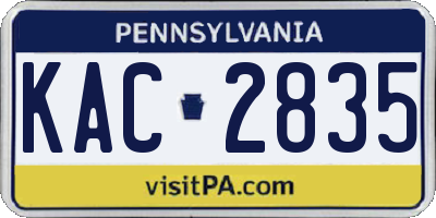 PA license plate KAC2835