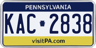 PA license plate KAC2838