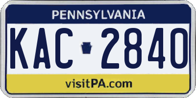 PA license plate KAC2840