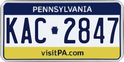 PA license plate KAC2847