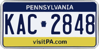 PA license plate KAC2848