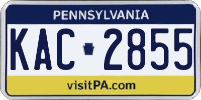 PA license plate KAC2855