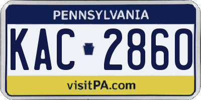 PA license plate KAC2860
