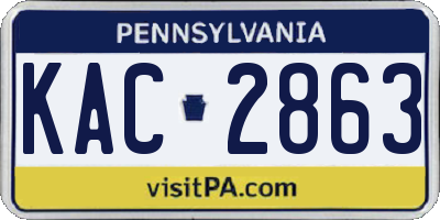 PA license plate KAC2863