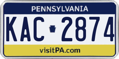PA license plate KAC2874