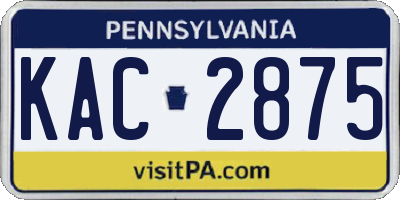 PA license plate KAC2875