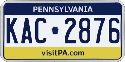 PA license plate KAC2876