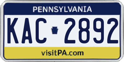 PA license plate KAC2892