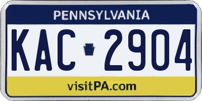 PA license plate KAC2904