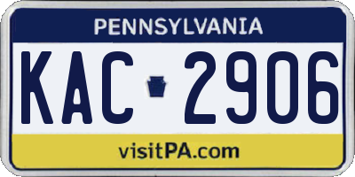 PA license plate KAC2906