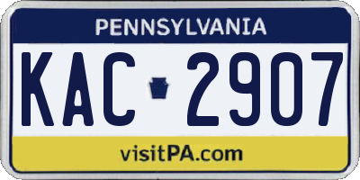 PA license plate KAC2907