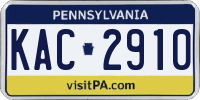 PA license plate KAC2910