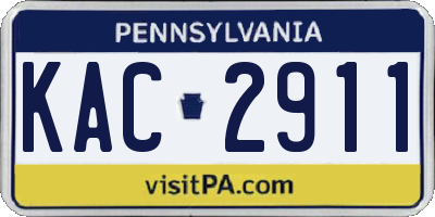 PA license plate KAC2911