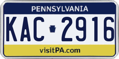 PA license plate KAC2916
