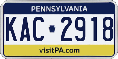 PA license plate KAC2918
