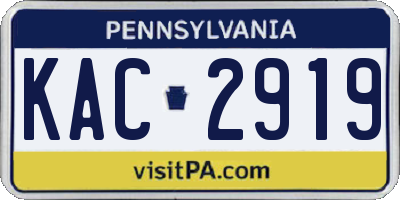 PA license plate KAC2919