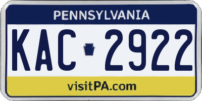 PA license plate KAC2922