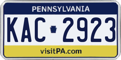 PA license plate KAC2923