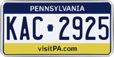 PA license plate KAC2925