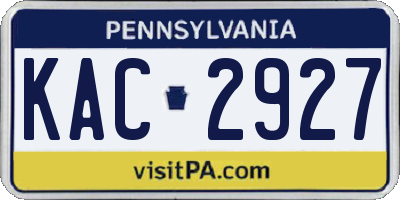 PA license plate KAC2927