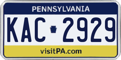 PA license plate KAC2929