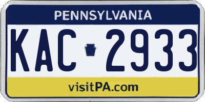 PA license plate KAC2933