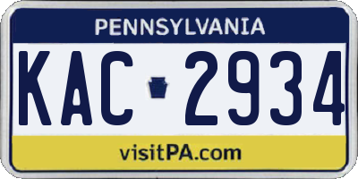 PA license plate KAC2934