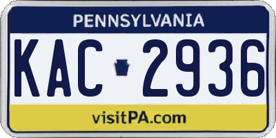 PA license plate KAC2936