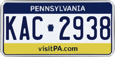 PA license plate KAC2938