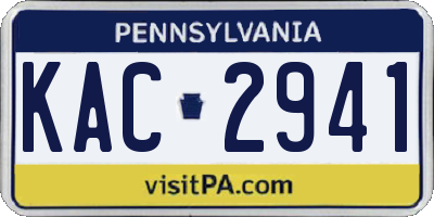 PA license plate KAC2941