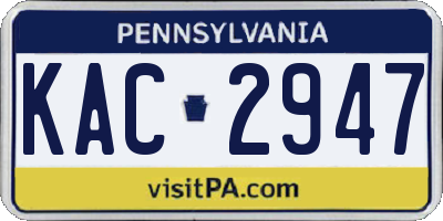 PA license plate KAC2947