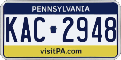 PA license plate KAC2948