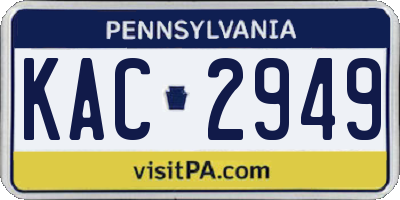 PA license plate KAC2949
