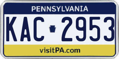 PA license plate KAC2953