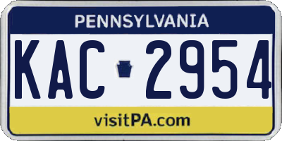 PA license plate KAC2954