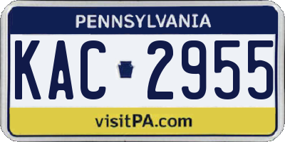 PA license plate KAC2955