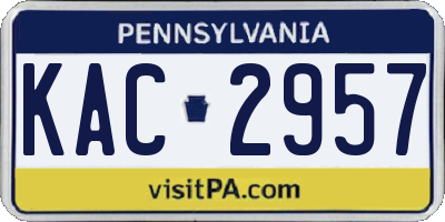 PA license plate KAC2957