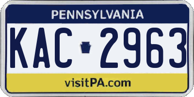 PA license plate KAC2963