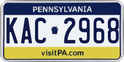 PA license plate KAC2968