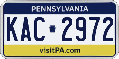 PA license plate KAC2972