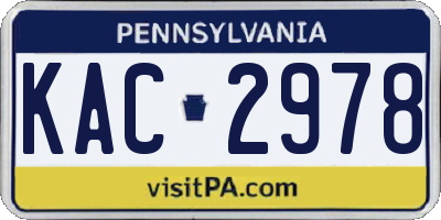 PA license plate KAC2978