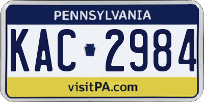 PA license plate KAC2984
