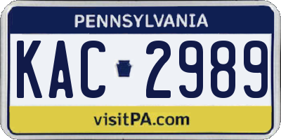 PA license plate KAC2989