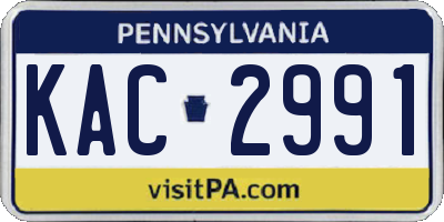 PA license plate KAC2991