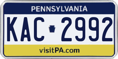 PA license plate KAC2992