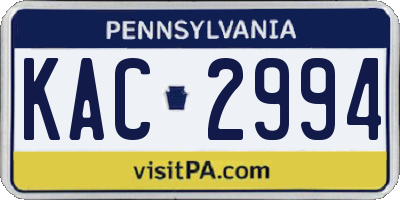 PA license plate KAC2994