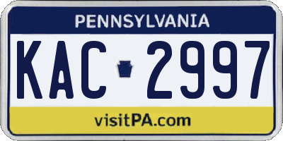 PA license plate KAC2997